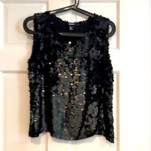 DKNY black sequined tank top